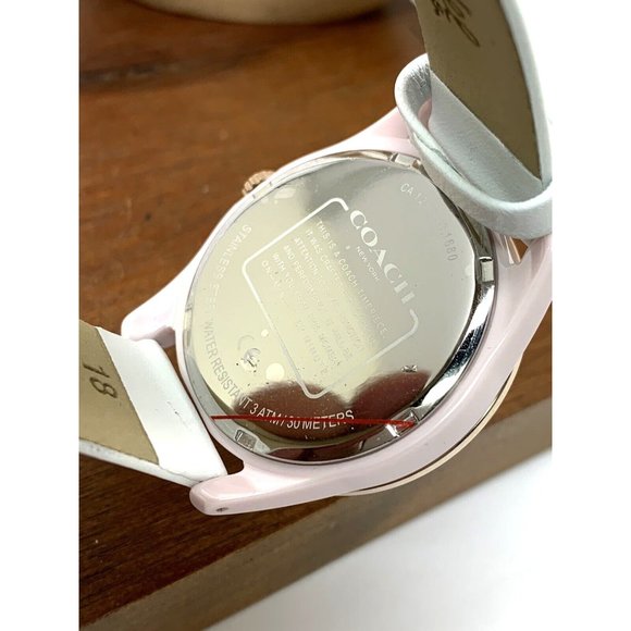 Coach Women's Watch 14503264 Pink Ceramic Case Quartz 36mm White Leather… - Picture 6 of 13